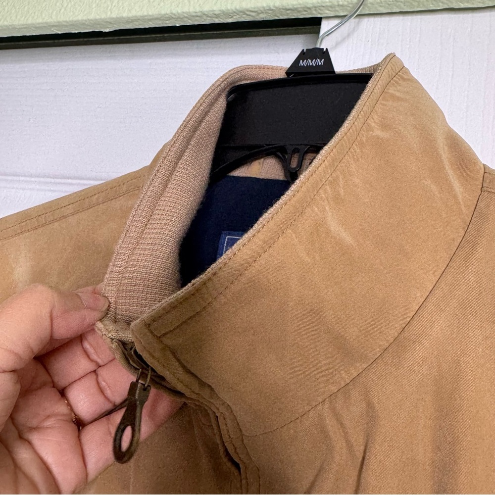 Facconable Men’s Water Resistant Bomber Jacket Tan Color Cotton Wool Blend Small - Picture 6 of 16